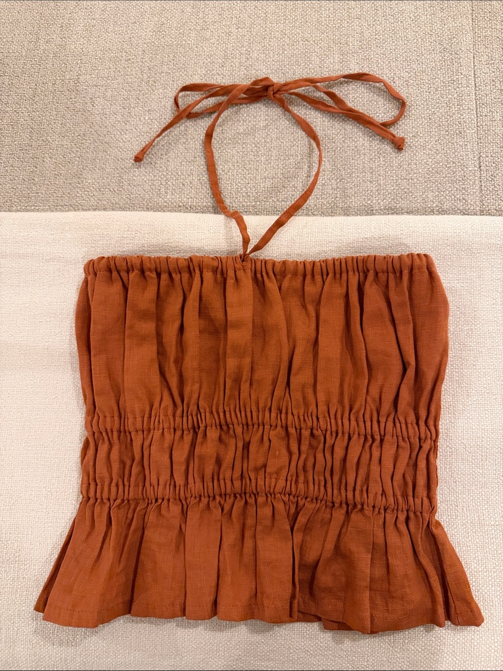 Faithfull the Brand Rust Orange Smocked Top